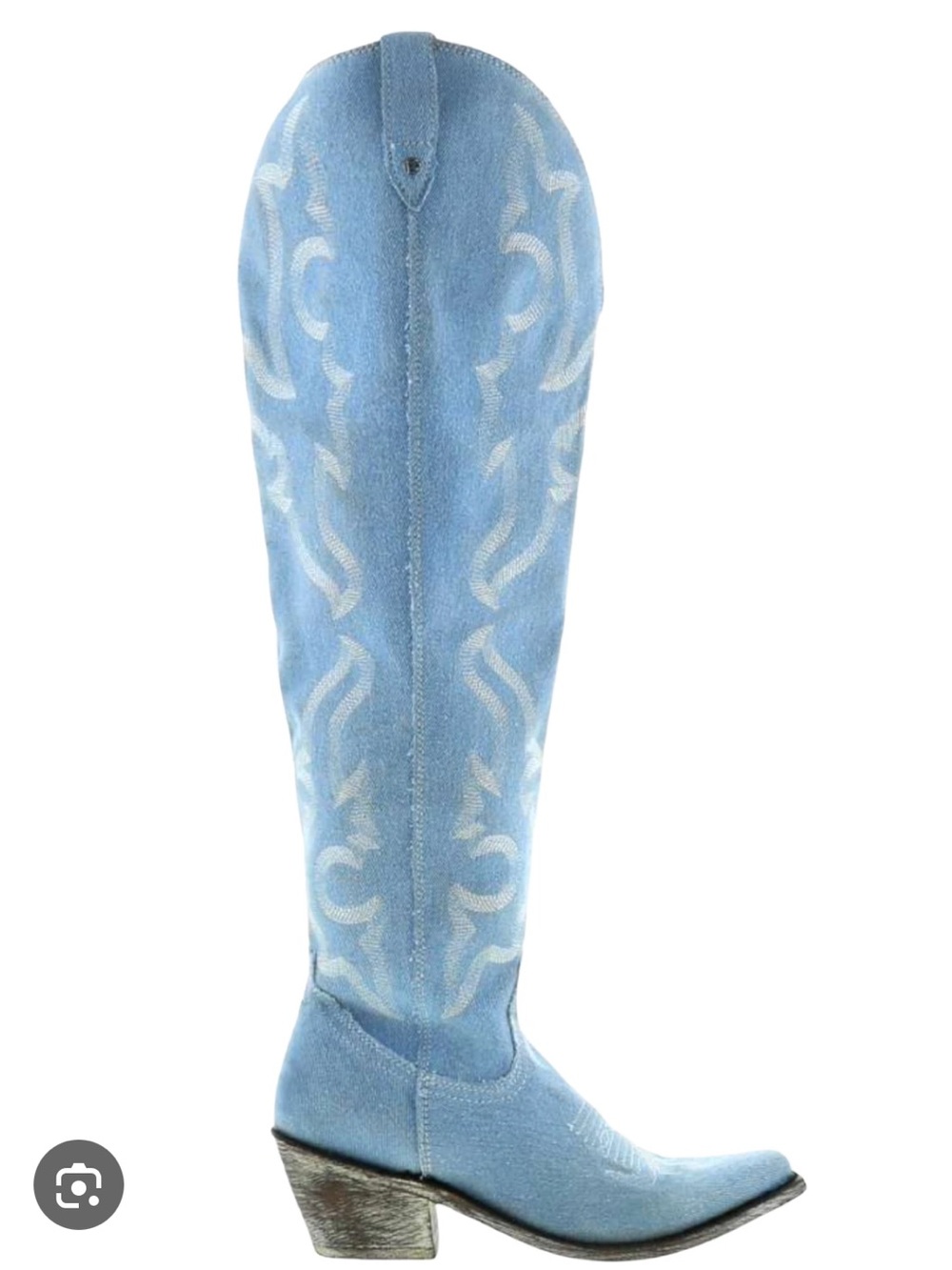 Liberty Black Indira indigo denim wide calf knee high western boots Sz 8.5